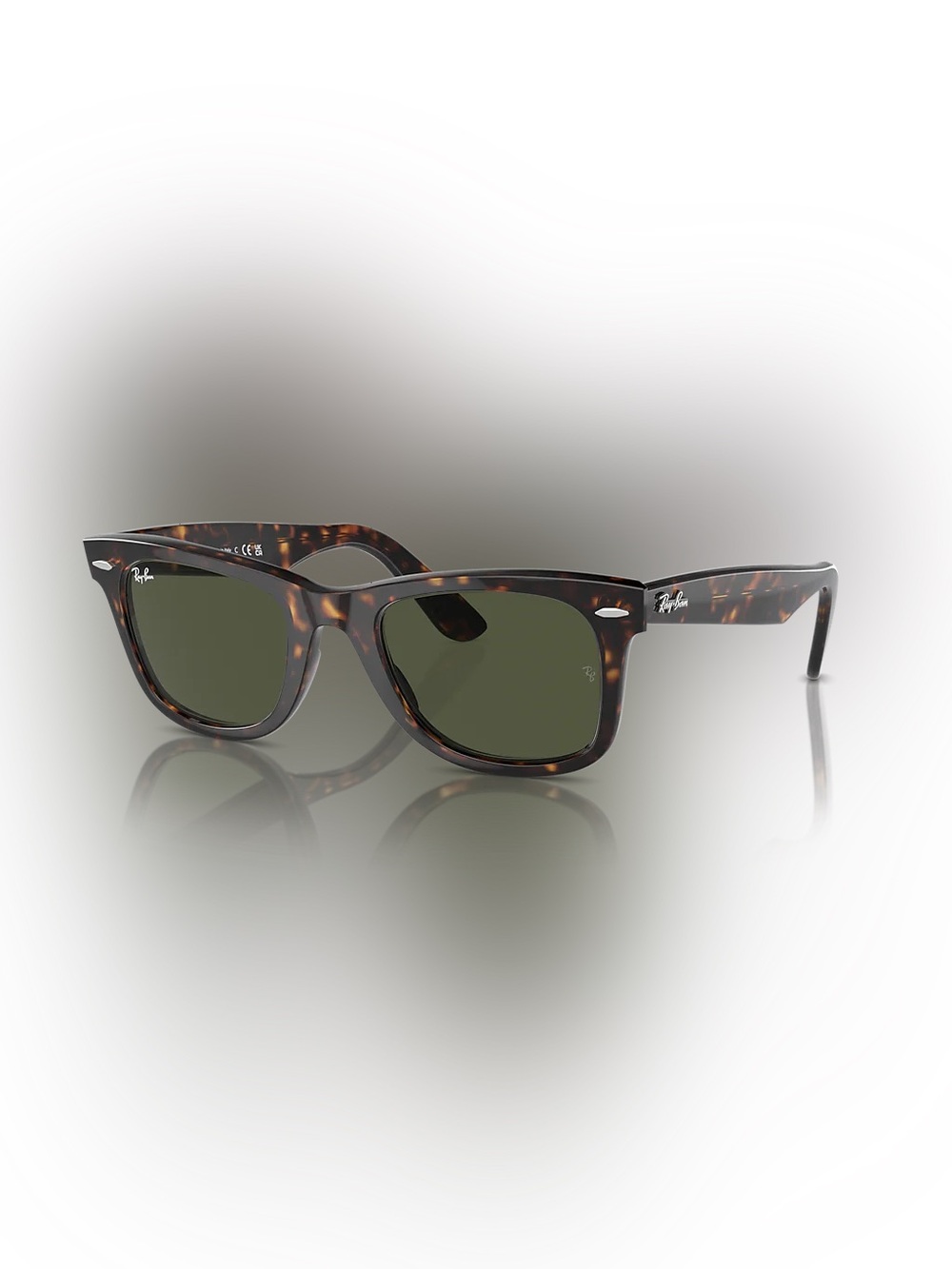 Ray-Ban Men’s Tortoiseshell Frame Sunglasses with Dark Green Lenses
